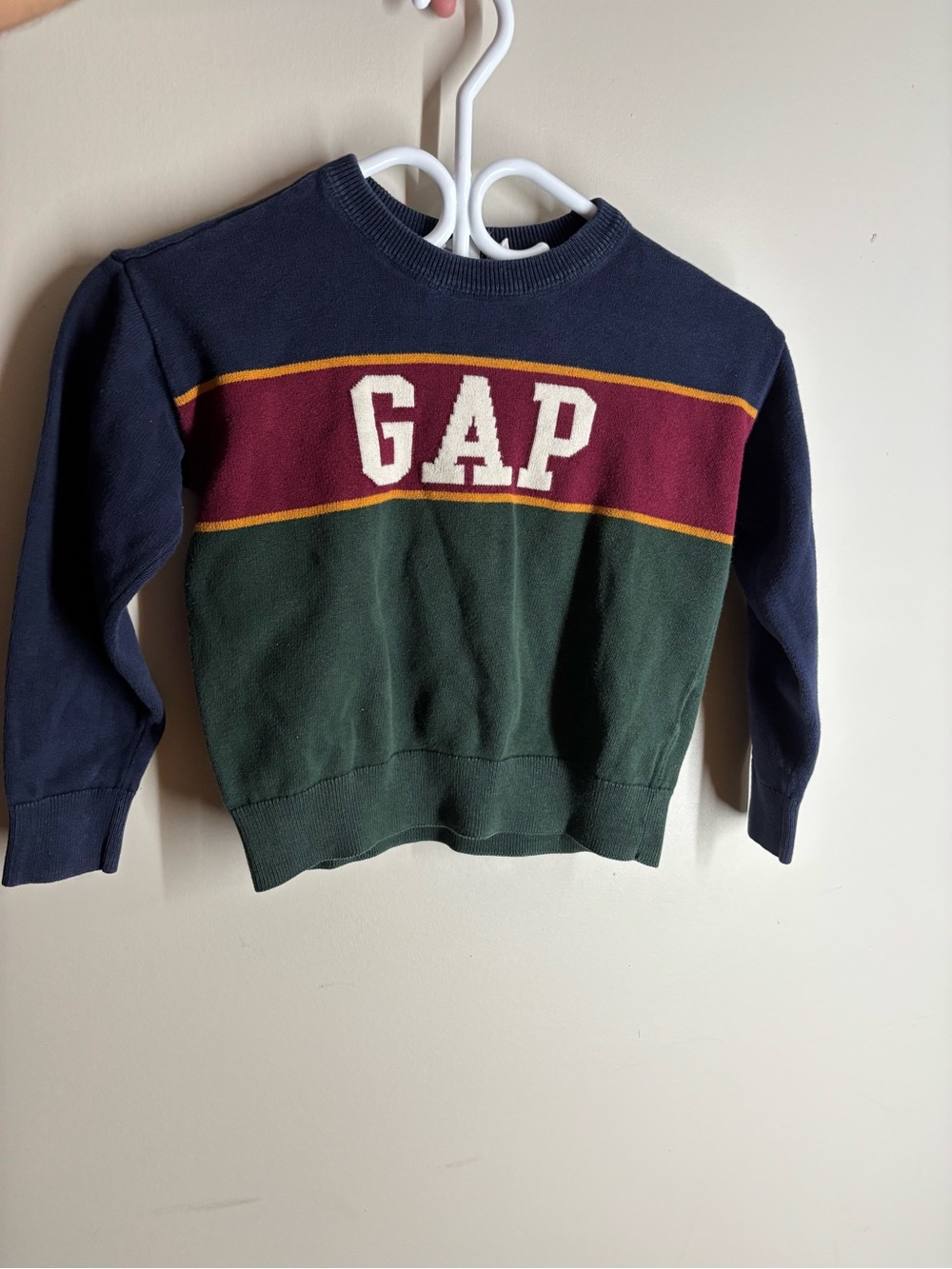 GAP Kids Colorblock Crewneck Sweatshirt - Navy, Maroon, Green & Gold